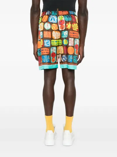 Dsquared2 Summer Lovers Silk Bermuda Shorts In Multi