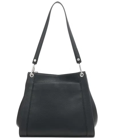 Calvin Klein Garnet Triple Small Compartment Tote Bag In Black,silver