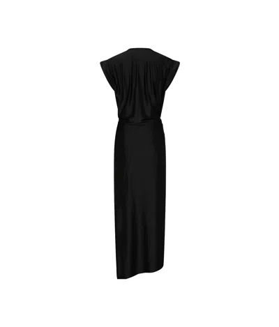 Rabanne Draped Midi Dress In Black