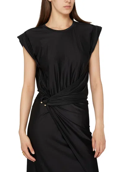 Rabanne Draped Midi Dress In Black