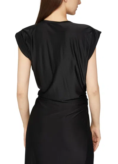 Rabanne Draped Midi Dress In Black