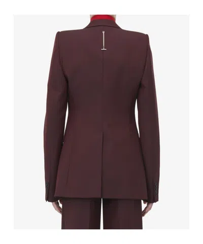 Alexander Mcqueen Burgundy Stacked Shoulder Single-breasted Blazer In Brown