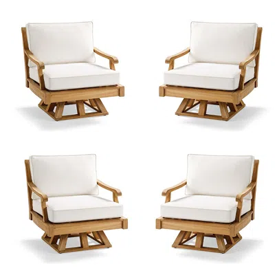 Frontgate Cassara 4-pc. Swivel Lounge Chair With Cushions In Natural Teak