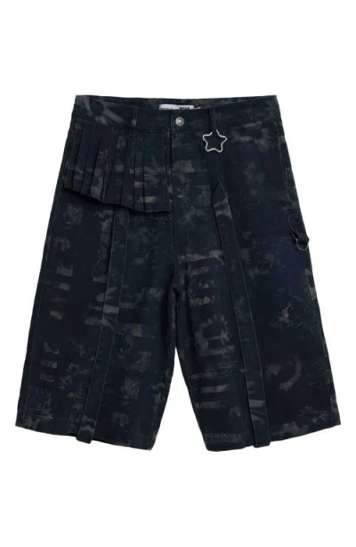 Desigual X Collina Strada Batik Pattern Denim Bermuda Shorts In Gray