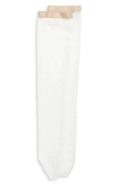 Valentino Garavani Floral Lace Knee High Socks In White