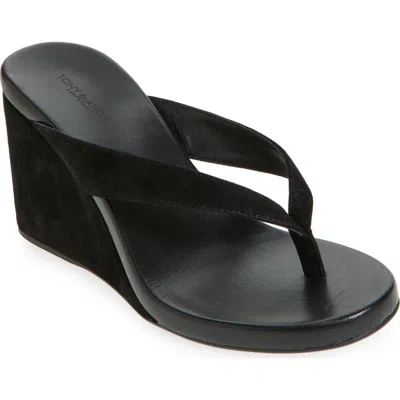 Tony Bianco Avanti Platform Wedge Flip Flop In Black Suede