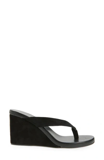 Tony Bianco Avanti Platform Wedge Flip Flop In Black Suede