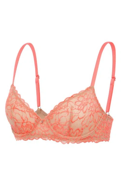 Savage X Fenty Keepsake Lace Unlined Demi Bra In Tiramisu Tan