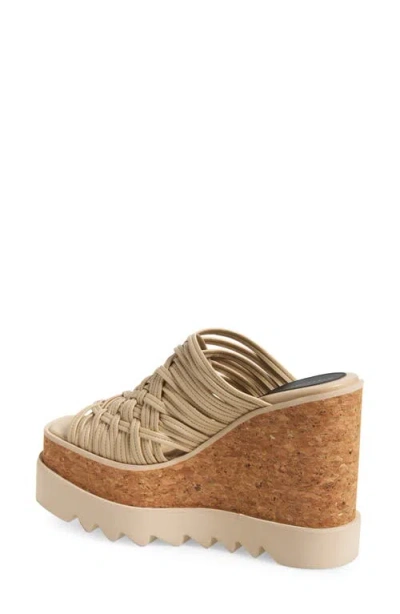 Stella Mccartney Woven Cork Wedge Mules In Ecru