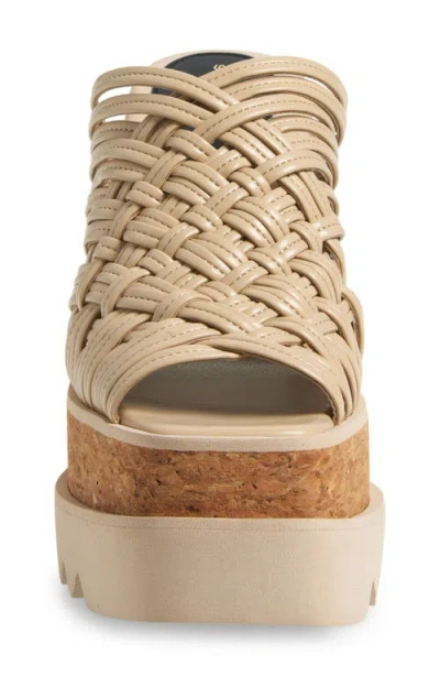 Stella Mccartney Woven Cork Wedge Mules In Ecru