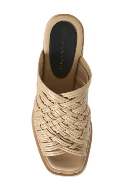 Stella Mccartney Woven Cork Wedge Mules In Ecru
