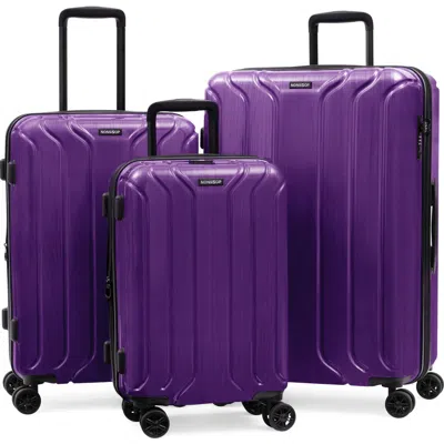 Nonstop New York Elite 3-piece Expandable Spinner Luggage Set And 3-piece Packing Cube Set In Purple