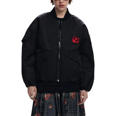 Desigual Cherry Bomber Jacket In Black
