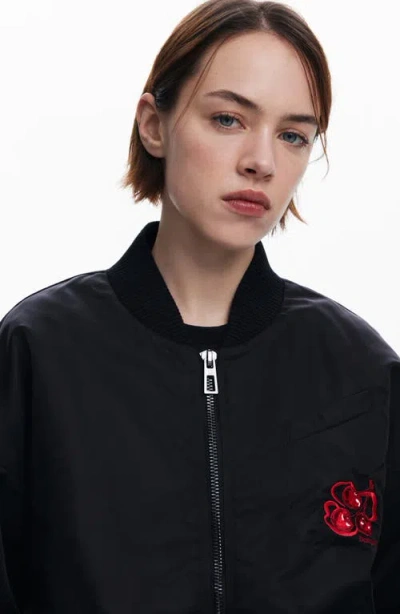 Desigual Cherry Bomber Jacket In Black
