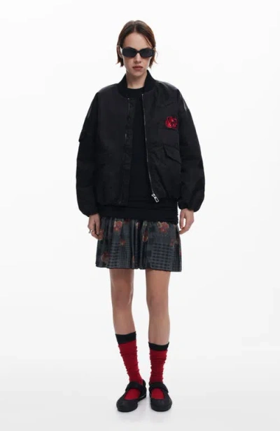 Desigual Cherry Bomber Jacket In Black