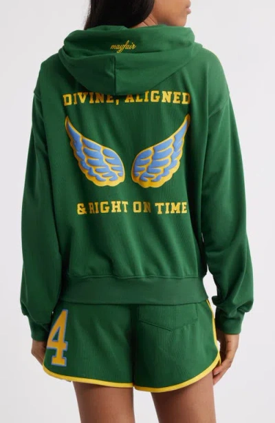 The Mayfair Group 444 Zip-up Graphic Hoodie In Green