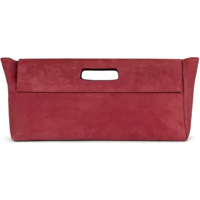 Jeffrey Campbell Toolbox Leather Clutch In Deep Rose Suede