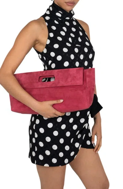 Jeffrey Campbell Toolbox Leather Clutch In Deep Rose Suede