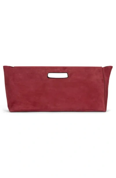 Jeffrey Campbell Toolbox Leather Clutch In Deep Rose Suede