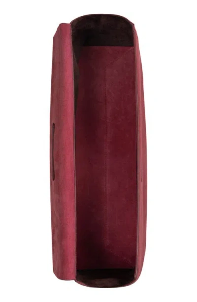 Jeffrey Campbell Toolbox Leather Clutch In Deep Rose Suede