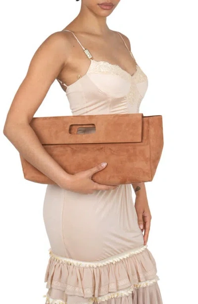 Jeffrey Campbell Toolbox Leather Clutch In Tan Suede