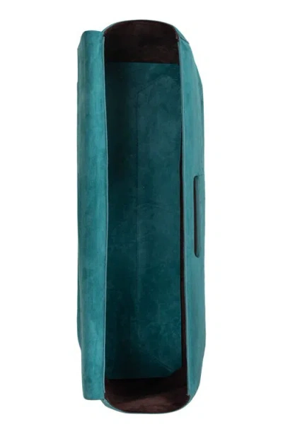 Jeffrey Campbell Toolbox Leather Clutch In Turquoise Suede