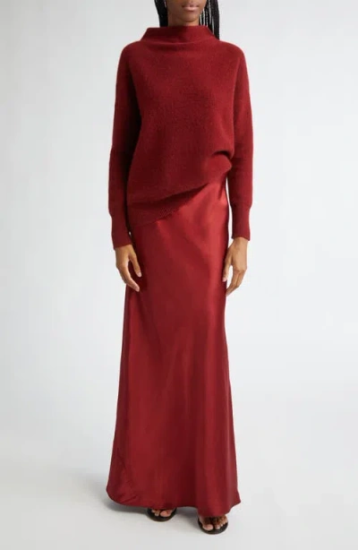 Vince Satin Maxi Skirt In Ruby Ink In Ruby Ink