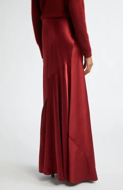 Vince Satin Maxi Skirt In Ruby Ink In Ruby Ink