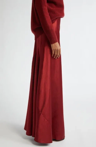 Vince Satin Maxi Skirt In Ruby Ink In Ruby Ink