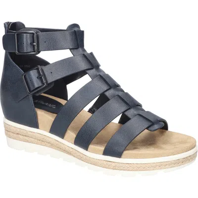 Easy Street Simone Womens Zipper Faux Leather Strappy Sandals In Navy