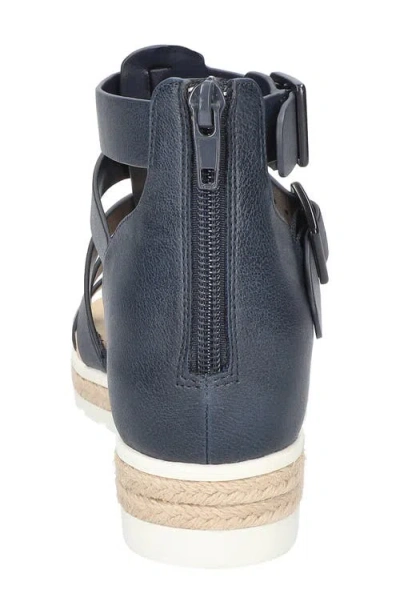 Easy Street Simone Womens Zipper Faux Leather Strappy Sandals In Navy