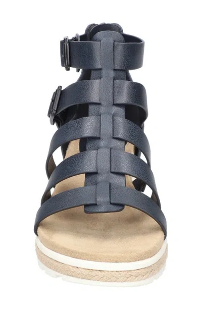 Easy Street Simone Womens Zipper Faux Leather Strappy Sandals In Navy