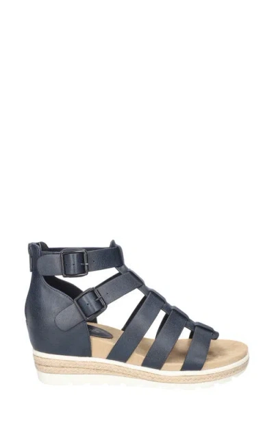 Easy Street Simone Womens Zipper Faux Leather Strappy Sandals In Navy
