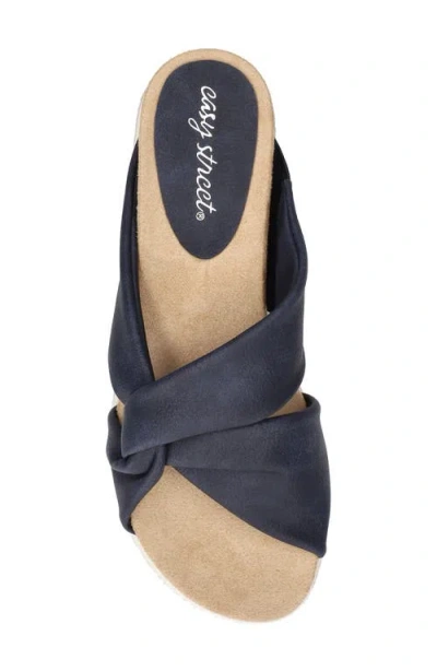 Easy Street Womens Ja Wedge Sandals In Navy