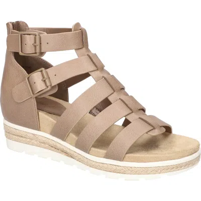 Easy Street Women's Simone Zip Wedge Sandals In Taupe