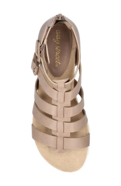 Easy Street Women's Simone Zip Wedge Sandals In Taupe