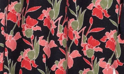 Caslon ® Pull-on Crop Wide Leg Linen Blend Pants In Navy-coral Small Autumn Floral