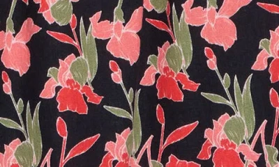 Caslon ® Pull-on Crop Wide Leg Linen Blend Pants In Navy-coral Small Autumn Floral