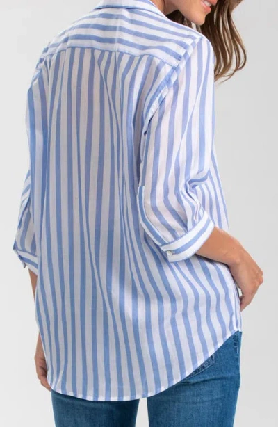 Pietro Brunelli Maternity Long Sleeve Johnny Collar Shirt In Blue