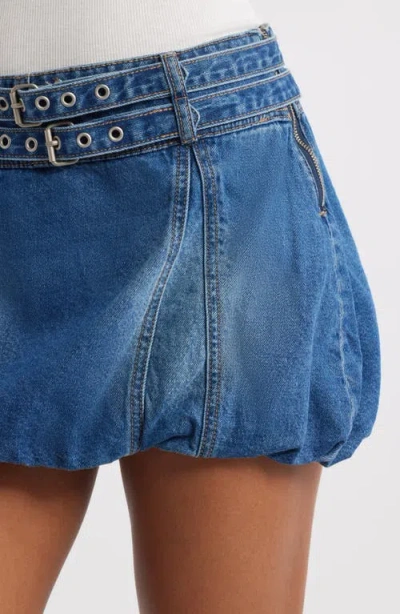 Ptcl Bubble Hem Denim Miniskirt In Dark Wash