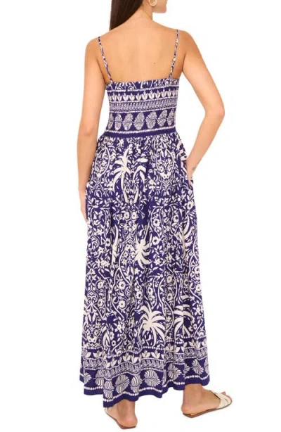 Vince Camuto Smocked Maxi Sundress In Navy White