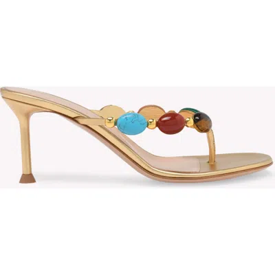 Gianvito Rossi Shanti Thong 70mm Leather Sandals In Multi
