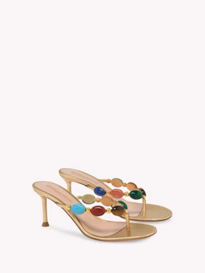 Gianvito Rossi Shanti Thong 70mm Leather Sandals In Multi