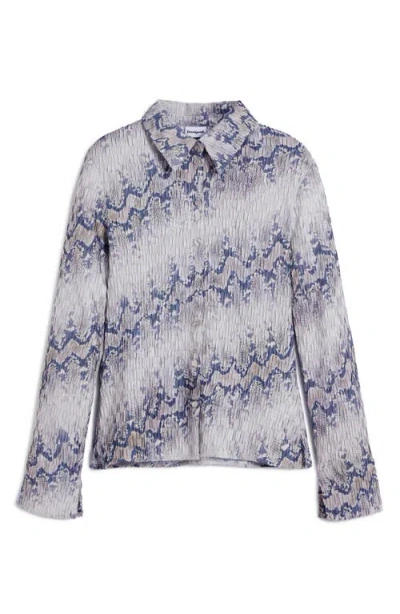 Desigual Textured Snakeskin Print Button-up Shirt In Blue