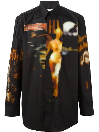 Givenchy Columbian-fit Graphic Print Cotton Shirt In Black