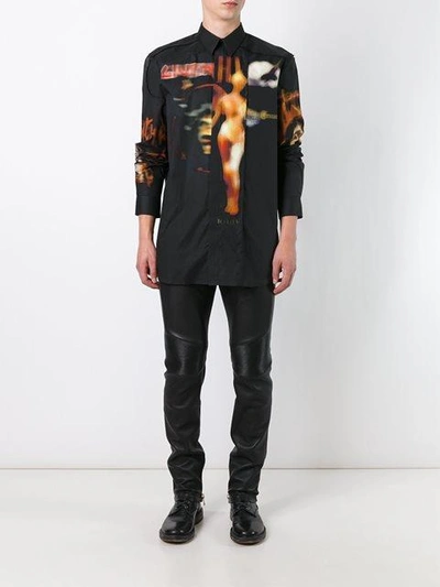 Shop Givenchy Printed Long Sleeve Shirt - Black