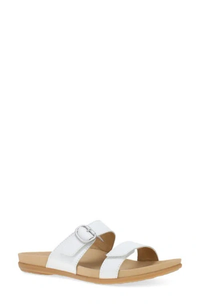Dansko Justine Slide Sandal In White Full Grain