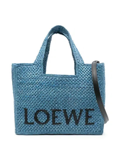 Loewe Women's Font Small Raffia Bag In Blue