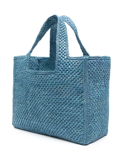 Loewe Women's Font Small Raffia Bag In Blue