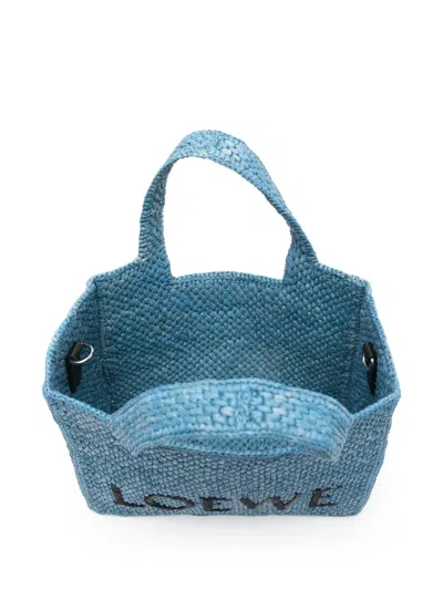 Loewe Women's Font Small Raffia Bag In Blue